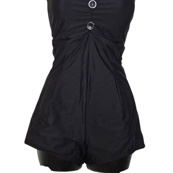 Pinky Pinups Retro Black Pin-Up Swimsuit Size Small Rockabilly - Picture 2 of 5